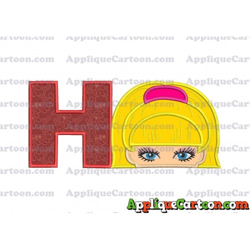 Barbie Applique Embroidery Design With Alphabet H