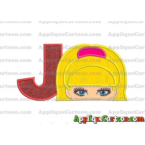 Barbie Applique Embroidery Design With Alphabet J