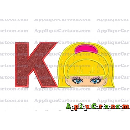 Barbie Applique Embroidery Design With Alphabet K