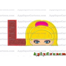 Barbie Applique Embroidery Design With Alphabet L