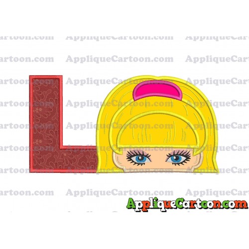 Barbie Applique Embroidery Design With Alphabet L
