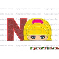 Barbie Applique Embroidery Design With Alphabet N