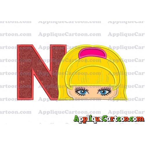 Barbie Applique Embroidery Design With Alphabet N