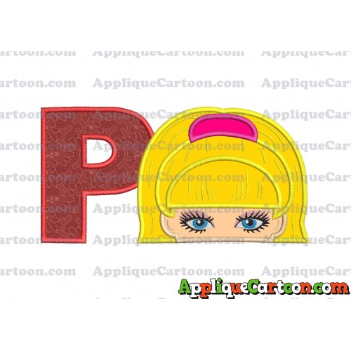 Barbie Applique Embroidery Design With Alphabet P