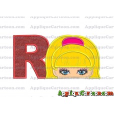 Barbie Applique Embroidery Design With Alphabet R