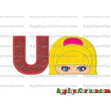 Barbie Applique Embroidery Design With Alphabet U