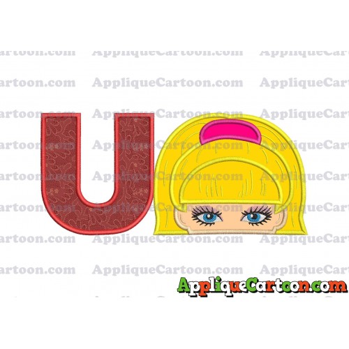 Barbie Applique Embroidery Design With Alphabet U