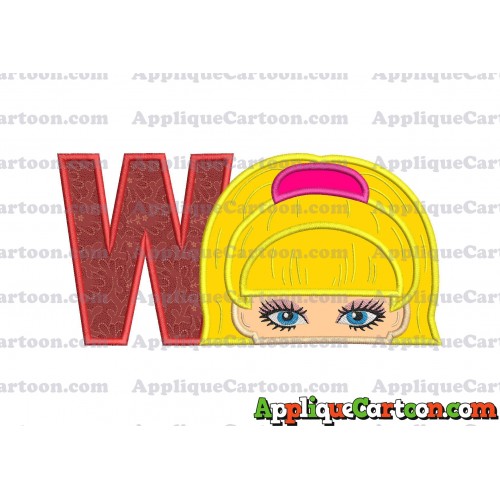 Barbie Applique Embroidery Design With Alphabet W