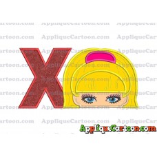 Barbie Applique Embroidery Design With Alphabet X