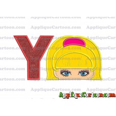 Barbie Applique Embroidery Design With Alphabet Y