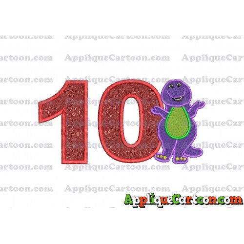 Barney Dinosaur Applique 01 Embroidery Design Birthday Number 10