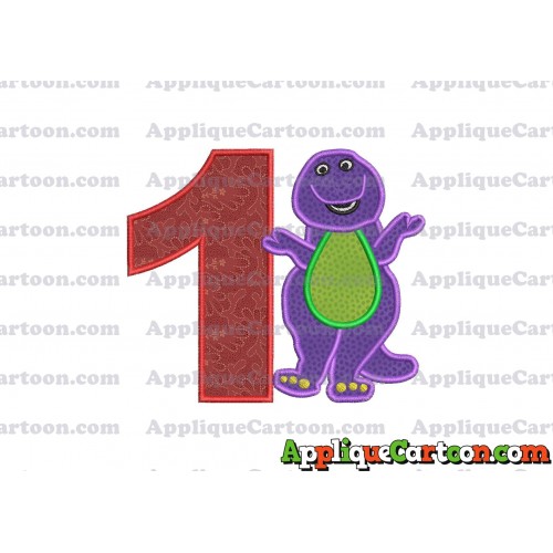 Barney Dinosaur Applique 01 Embroidery Design Birthday Number 1