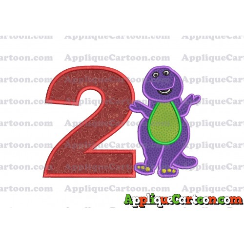 Barney Dinosaur Applique 01 Embroidery Design Birthday Number 2