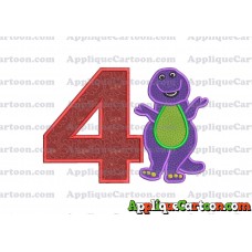 Barney Dinosaur Applique 01 Embroidery Design Birthday Number 4