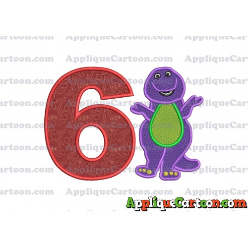 Barney Dinosaur Applique 01 Embroidery Design Birthday Number 6