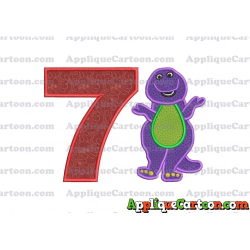 Barney Dinosaur Applique 01 Embroidery Design Birthday Number 7