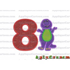 Barney Dinosaur Applique 01 Embroidery Design Birthday Number 8