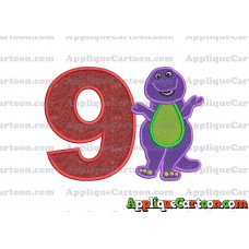 Barney Dinosaur Applique 01 Embroidery Design Birthday Number 9