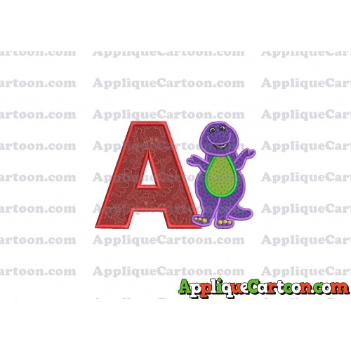 Barney Dinosaur Applique 01 Embroidery Design With Alphabet A