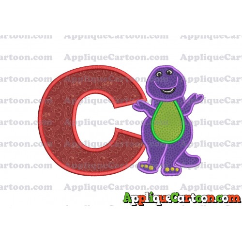 Barney Dinosaur Applique 01 Embroidery Design With Alphabet C