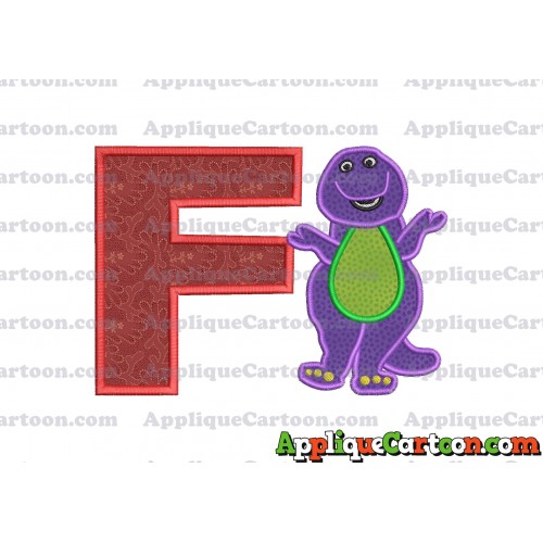 Barney Dinosaur Applique 01 Embroidery Design With Alphabet F