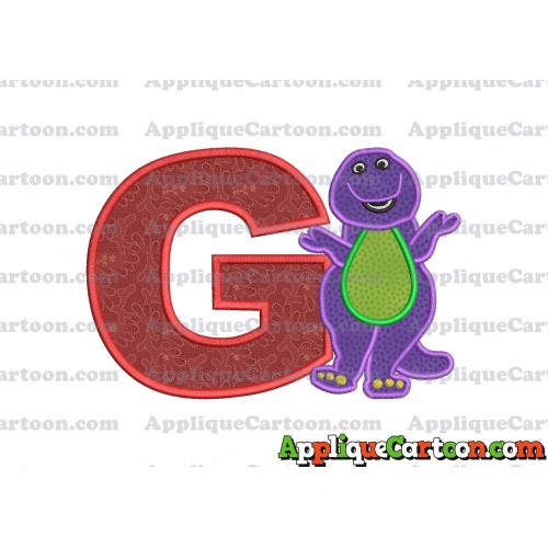 Barney Dinosaur Applique 01 Embroidery Design With Alphabet G
