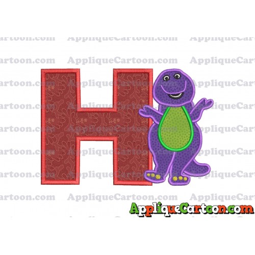 Barney Dinosaur Applique 01 Embroidery Design With Alphabet H