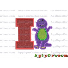 Barney Dinosaur Applique 01 Embroidery Design With Alphabet I