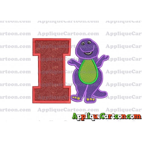 Barney Dinosaur Applique 01 Embroidery Design With Alphabet I