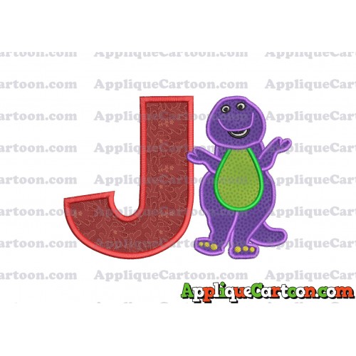 Barney Dinosaur Applique 01 Embroidery Design With Alphabet J