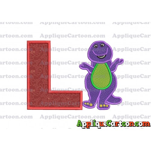 Barney Dinosaur Applique 01 Embroidery Design With Alphabet L