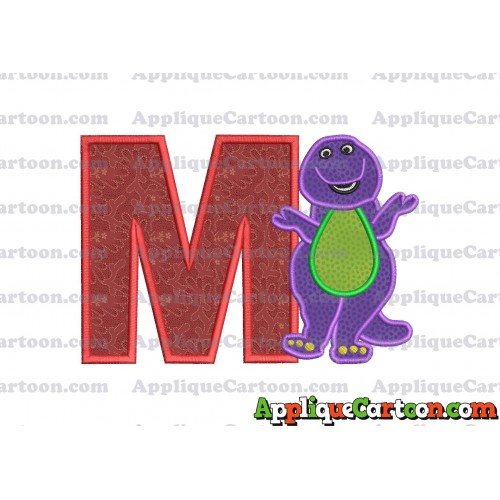 Barney Dinosaur Applique 01 Embroidery Design With Alphabet M