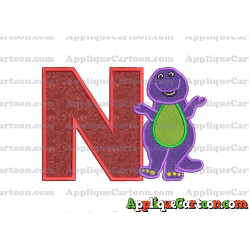 Barney Dinosaur Applique 01 Embroidery Design With Alphabet N