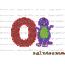 Barney Dinosaur Applique 01 Embroidery Design With Alphabet O