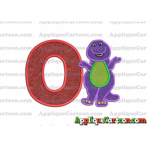 Barney Dinosaur Applique 01 Embroidery Design With Alphabet O