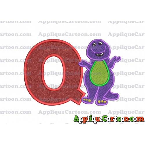 Barney Dinosaur Applique 01 Embroidery Design With Alphabet Q