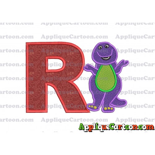 Barney Dinosaur Applique 01 Embroidery Design With Alphabet R