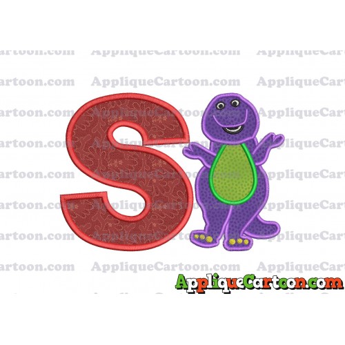 Barney Dinosaur Applique 01 Embroidery Design With Alphabet S