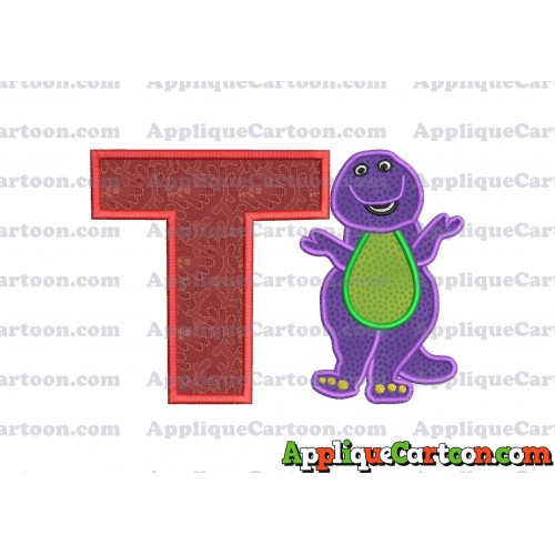 Barney Dinosaur Applique 01 Embroidery Design With Alphabet T