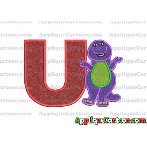 Barney Dinosaur Applique 01 Embroidery Design With Alphabet U