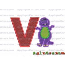 Barney Dinosaur Applique 01 Embroidery Design With Alphabet V