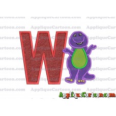 Barney Dinosaur Applique 01 Embroidery Design With Alphabet W