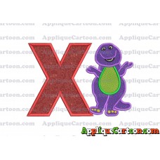Barney Dinosaur Applique 01 Embroidery Design With Alphabet X