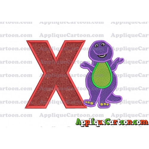 Barney Dinosaur Applique 01 Embroidery Design With Alphabet X