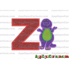 Barney Dinosaur Applique 01 Embroidery Design With Alphabet Z