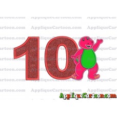 Barney Dinosaur Applique 02 Embroidery Design Birthday Number 10