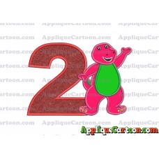 Barney Dinosaur Applique 02 Embroidery Design Birthday Number 2