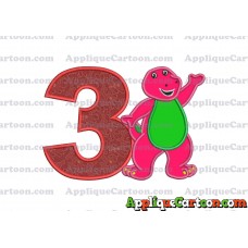 Barney Dinosaur Applique 02 Embroidery Design Birthday Number 3