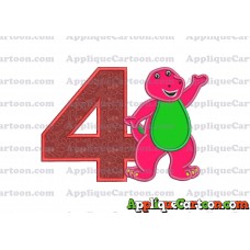 Barney Dinosaur Applique 02 Embroidery Design Birthday Number 4