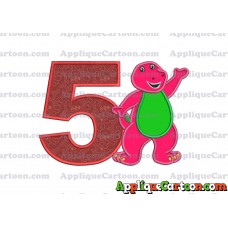 Barney Dinosaur Applique 02 Embroidery Design Birthday Number 5